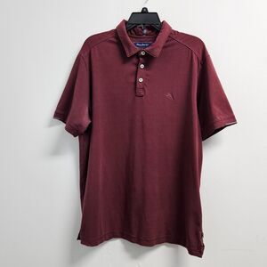 Tommy Bahama Polo Shirt Men's Large Burgundy Red Golf Short Sleeve